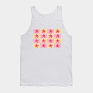Retro sixties yellow and pink flower pattern Tank Top